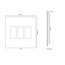 Load image into Gallery viewer, Dimensions for Vision 8-Gang Grid Faceplate for 3 Lutron Pico Controls, Layout: 111
