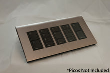 Load image into Gallery viewer, Vision GrafikEye Faceplate for five Lutron Pico Controls, Layout: 11111 with black Frame - Polished Chrome (Metal Plated)