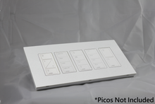 Load image into Gallery viewer, Vision GrafikEye Faceplate for five Lutron Pico Controls, Layout: 11111 with white Frame - Matt White RAL 9016 (Metal Powder Coated)