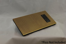 Load image into Gallery viewer, Vision GrafikEye Faceplate for one Lutron Pico Control, Layout: 00001  with black Frame - Antique Brass (Metal Plated)