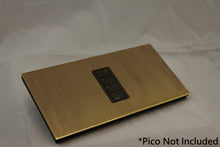 Load image into Gallery viewer, Vision GrafikEye Faceplate for one Lutron Pico Control, Layout: 00100 with black Frame - Antique Brass (Metal Plated)
