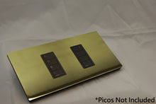 Load image into Gallery viewer, Vision GrafikEye Faceplate for two Lutron Pico Controls, Layout: 01010 with black Frame - Polished Brass (Metal Plated)