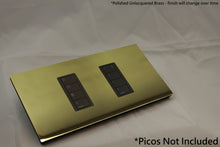 Load image into Gallery viewer, Vision GrafikEye Faceplate for two Lutron Pico Controls, Layout: 01010 with black Frame - Polished Unlacquered Brass (Metal Powder Coated)