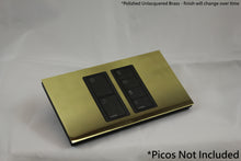 Load image into Gallery viewer, Vision UK Rectangle Faceplate for two Lutron Pico controls with black Frame - Polished Unlacquered Brass (Metal Plated)