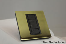 Load image into Gallery viewer, LD UK Square Faceplate for one Lutron Pico control with black Frame - Polished Brass (Metal Plated)