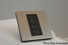 Load image into Gallery viewer, LD UK Square Faceplate for one Lutron Pico control with black Frame - Satin Nickel (Metal Plated)