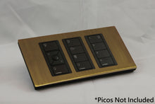 Load image into Gallery viewer, Vision UK Rectangle Faceplate for three Lutron Pico controls with black Frame - Antique Brass (Metal Plated)