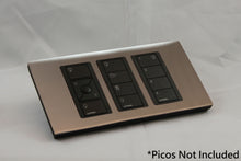 Load image into Gallery viewer, Vision UK Rectangle Faceplate for three Lutron Pico controls with black Frame - Polished Chrome (Metal Plated)