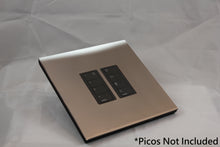 Load image into Gallery viewer, Vision 8-Gang Grid Faceplate for 2 Lutron Pico Controls, Layout: 0110 with black Frame - Polished Chrome (Metal Plated)