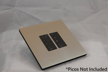 Load image into Gallery viewer, Vision 8-Gang Grid Faceplate for 2 Lutron Pico Controls, Layout: 0110 with black Frame - Satin Nickel (Metal Plated)