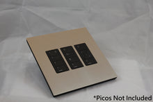 Load image into Gallery viewer, Vision 8-Gang Grid Faceplate for 3 Lutron Pico Controls, Layout: 111 with black Frame - Satin Nickel (Metal Plated)