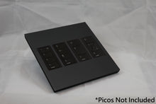 Load image into Gallery viewer, Vision 8-Gang Grid Faceplate for 4 Lutron Pico Controls, Layout: 1111 with black Frame - Matt Black (Metal Powder Coated)