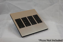 Load image into Gallery viewer, Vision 8-Gang Grid Faceplate for 4 Lutron Pico Controls, Layout: 1111 with black Frame - Satin Nickel (Metal Plated)