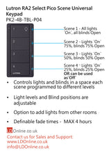 Load image into Gallery viewer, Lutron Pico Scene Universal Keypad - Black PK2-4B-TBL-P04