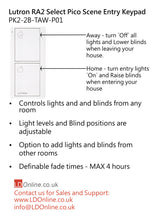 Load image into Gallery viewer, Lutron Pico Scene Entry Keypad - White PK2-2B-TAW-P01 diagram