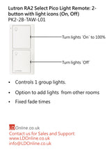 Load image into Gallery viewer, Lutron Pico Light Remote: 2-button with light icons (On, Off) - White PK2-2B-TAW-L01 diagram