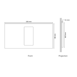 Vision UK Rectangle Faceplate for one Lutron Pico control with black Frame - Satin Nickel (Metal Plated)