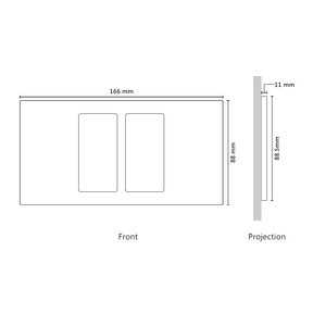 Vision UK Rectangle Faceplate for two Lutron Pico controls with black Frame - Antique Brass (Metal Plated)