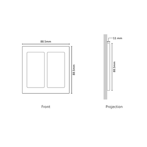 Vision UK Square Faceplate for two Lutron Pico controls with white Frame - Any RAL Colour (Metal Powder Coated)