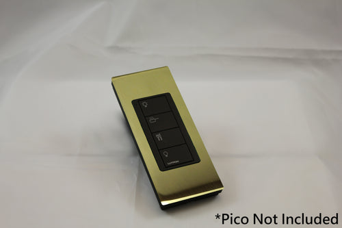 Vision Architrave Faceplate one Lutron Pico Control with black Frame - Polished Brass (Metal Plated)