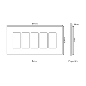 Vision GrafikEye Faceplate for five Lutron Pico Controls, Layout: 11111 with black Frame - Jordan Bronze (Metal Plated)