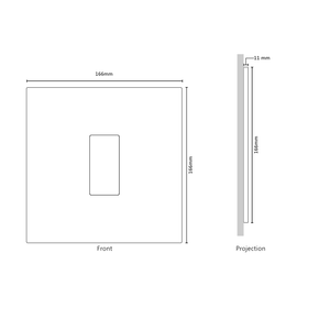 Dimension drawing for Vision 8-Gang Grid Faceplate for 1 Lutron Pico Control, Layout: 010