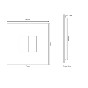 Dimensions for Vision 8-Gang Grid Faceplate for 2 Lutron Pico Controls, Layout: 0110