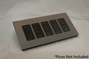 Vision GrafikEye Faceplate for five Lutron Pico Controls, Layout: 11111 with black Frame - Chocolate Bronze (Metal Plated)