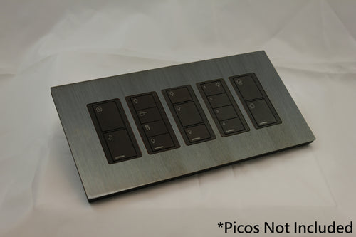 Vision GrafikEye Faceplate for five Lutron Pico Controls, Layout: 11111 with black Frame - Jordan Bronze (Metal Plated)