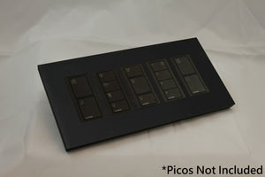 Vision GrafikEye Faceplate for five Lutron Pico Controls, Layout: 11111 with black Frame - Matt Black (Metal Powder Coated)