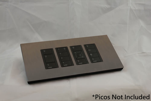 Vision GrafikEye Faceplate for four Lutron Pico Controls, Layout: 1111 with black Frame - Chocolate Bronze (Metal Plated)