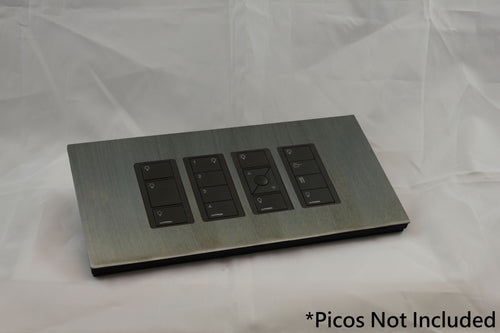 Vision GrafikEye Faceplate for four Lutron Pico Controls, Layout: 1111 with black Frame - Jordan Bronze (Metal Plated)