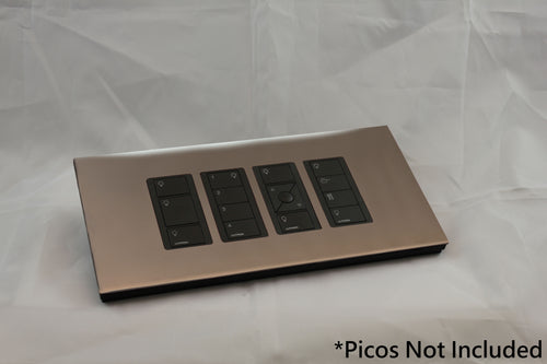Vision GrafikEye Faceplate for four Lutron Pico Controls, Layout: 1111 with black Frame - Polished Chrome (Metal Plated)