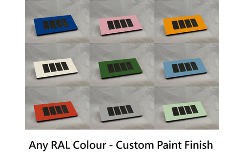 Vision GrafikEye Faceplate for four Lutron Pico Controls, Layout: 1111 with black Frame - Any RAL Colour (Metal Powder Coated)