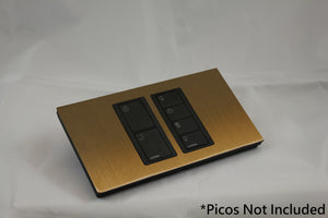 LD UK Rectangle Faceplate for two Lutron Pico controls with black Frame - Bronze Antique (Metal Plated)