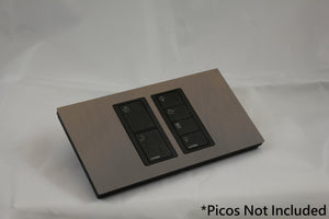 LD UK Rectangle Faceplate for two Lutron Pico controls with black Frame - Chocolate Bronze (Metal Plated)