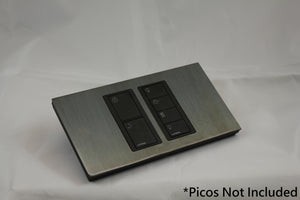 LD UK Rectangle Faceplate for two Lutron Pico controls with black Frame - Jordan Bronze (Metal Plated)