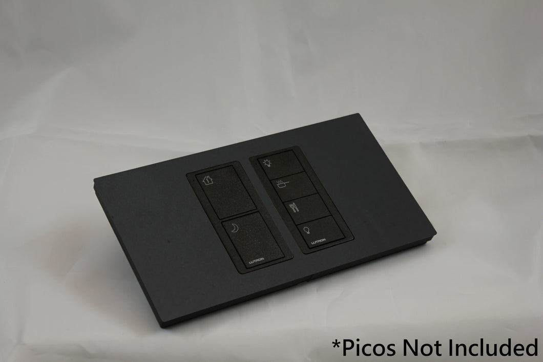 LD UK Rectangle Faceplate for two Lutron Pico controls with black Frame - Matt Black (Metal Powder Coated)