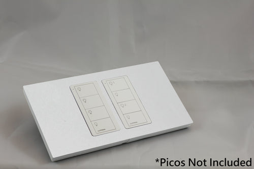 LD UK Rectangle Faceplate for two Lutron Pico controls with white Frame - Matt White (Metal Powder Coated)