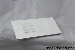 Vision GrafikEye Faceplate for four Lutron Pico Controls, Layout: 1111 with white Frame - Matt White RAL 9016 (Metal Powder Coated)