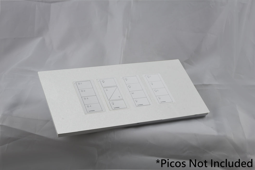 Vision GrafikEye Faceplate for four Lutron Pico Controls, Layout: 1111 with white Frame - Matt White RAL 9016 (Metal Powder Coated)
