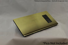 Load image into Gallery viewer, Vision GrafikEye Faceplate for one Lutron Pico Control, Layout: 00001 with black Frame - Polished Unlacquered Brass
