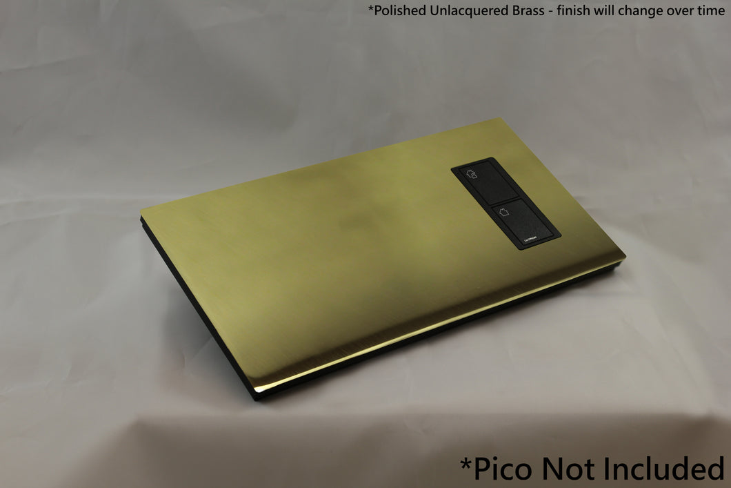 Vision GrafikEye Faceplate for one Lutron Pico Control, Layout: 00001 with black Frame - Polished Unlacquered Brass