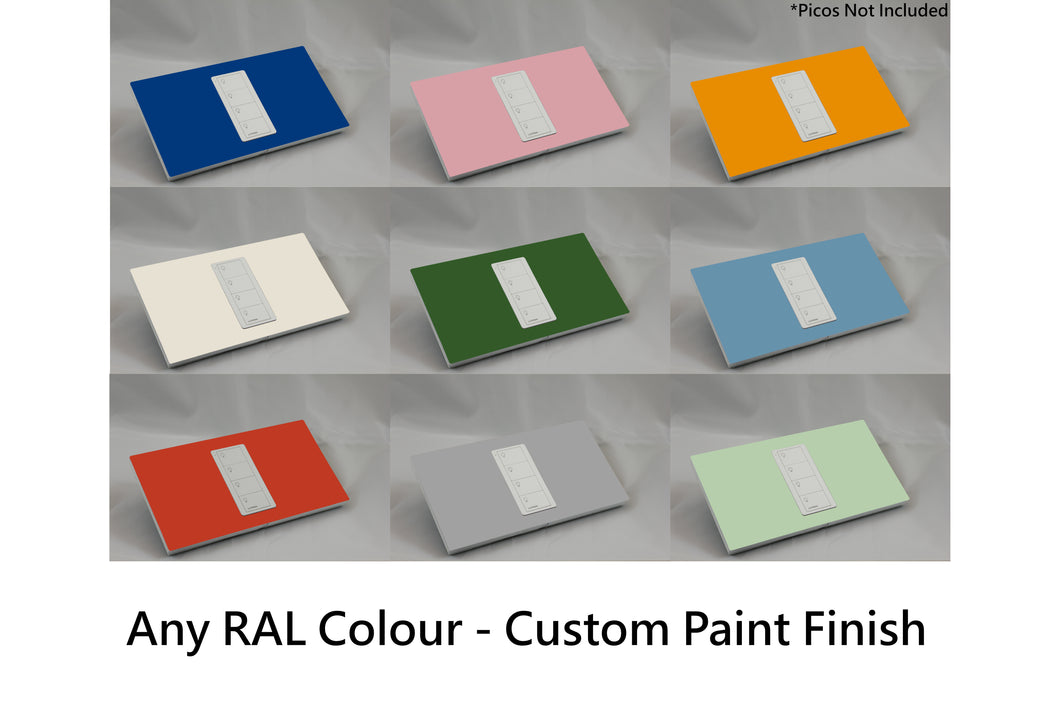 LD UK Rectangle Faceplate for one Lutron Pico control with white Frame - Any RAL Colour (Metal Powder Coated)