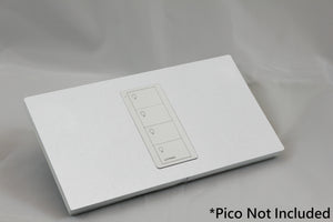 LD UK Rectangle Faceplate for one Lutron Pico control with white Frame - Matt White (Metal Powder Coated)