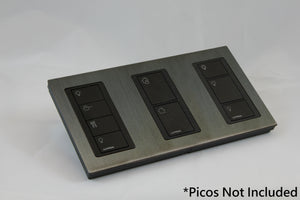 LD UK Rectangle Faceplate for three Lutron Pico controls with black Frame - Jordan Bronze (Metal Plated)
