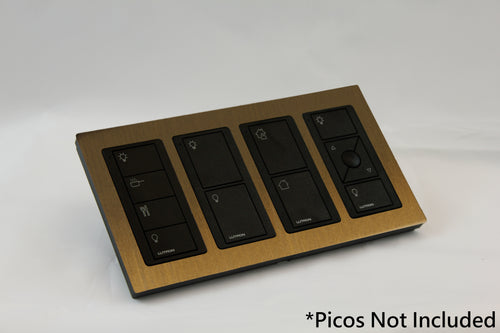 LD UK Rectangle Faceplate for four Lutron Pico controls with black Frame - Bronze Antique (Metal Plated)