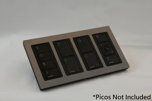 LD UK Rectangle Faceplate for four Lutron Pico controls with black Frame - Chocolate Bronze (Metal Plated)