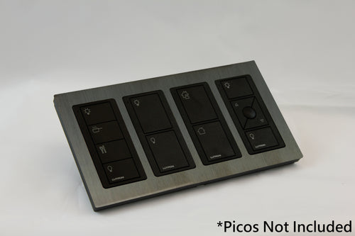 LD UK Rectangle Faceplate for four Lutron Pico controls with black Frame - Jordan Bronze (Metal Plated)