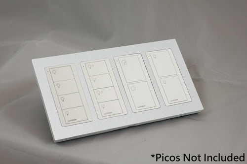 LD UK Rectangle Faceplate for four Lutron Pico controls with white Frame - Matt White (Metal Powder Coated)